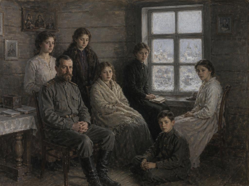La familia Romanov bajo arresto en Tobolsk, en el invierno de 1917-1918, meses antes del final en Ekaterimburgo.